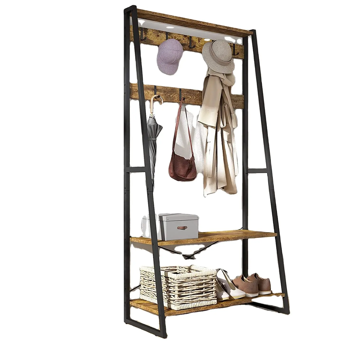 High-quality Entryway Hall Tree with Storage Heavy Duty Coat Rack For Easy Assembly And Suitable For Living Room
