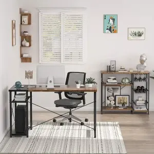 Industrial Shoe Storage Organizer, Large 5-Tier Metal Shoe Rack Shelves with Wood Board, Entryway Table for Hallway, Living Room