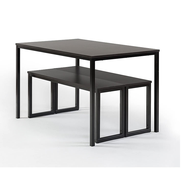 Modern Studio Collection Wooden Dining Table Set With Dining Benches